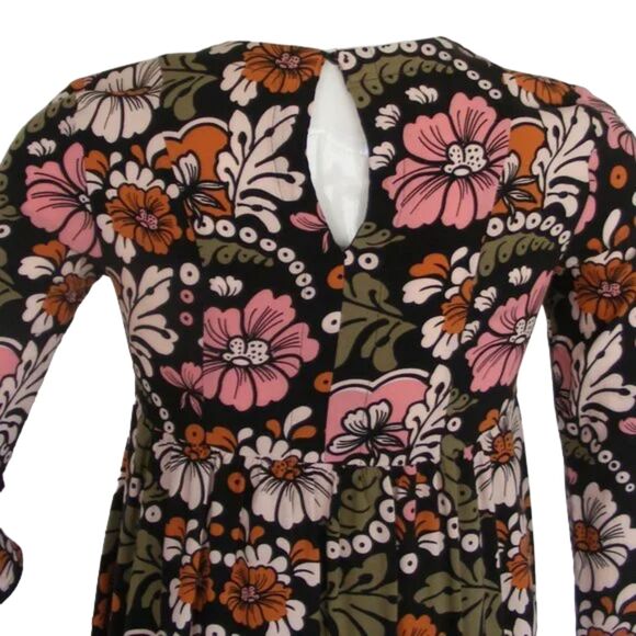 H&M Mini Dress, 4, Retro Multicolor Floral, 3/4 sleeves, Keyhole back, Short - Picture 8 of 11